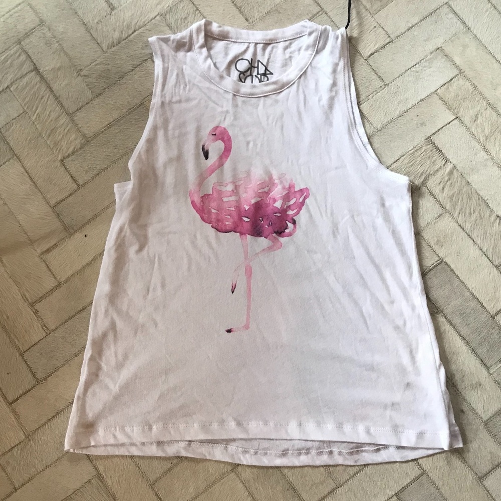 CHASER Cropped High Low Flamingo Tank